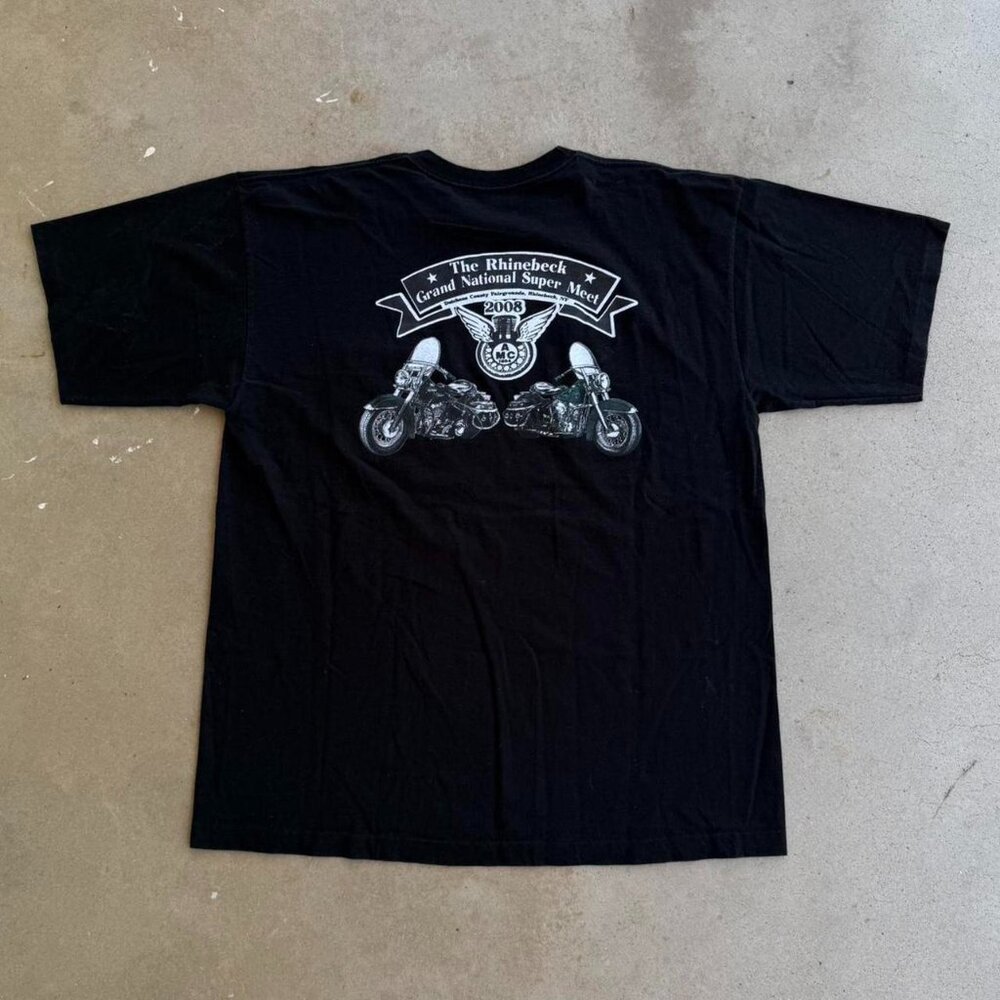 2008 BLACK & WHITE MOTORCYCLE GRAPHIC BIKER TEE